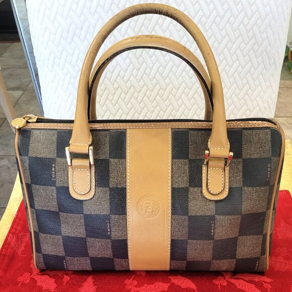 FENDI CHECKERED VINTAGE HANDBAG - Picture 1 of 17